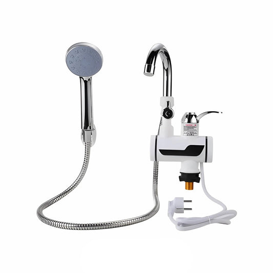 DWZ instant electric water heating faucet and handheld shower combo kit layout on Muveszi Pakistan.