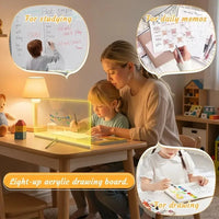 Educational LED light up writing board being used by a child for learning alphabets
