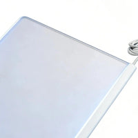 A close-up of a translucent white square panel or cover with rounded corners and a white cord visible on the right side, photographed against a plain white background.