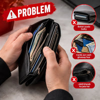 Pressing the bottom slider lever button to instantly popup and fan out cards from the slim wallet