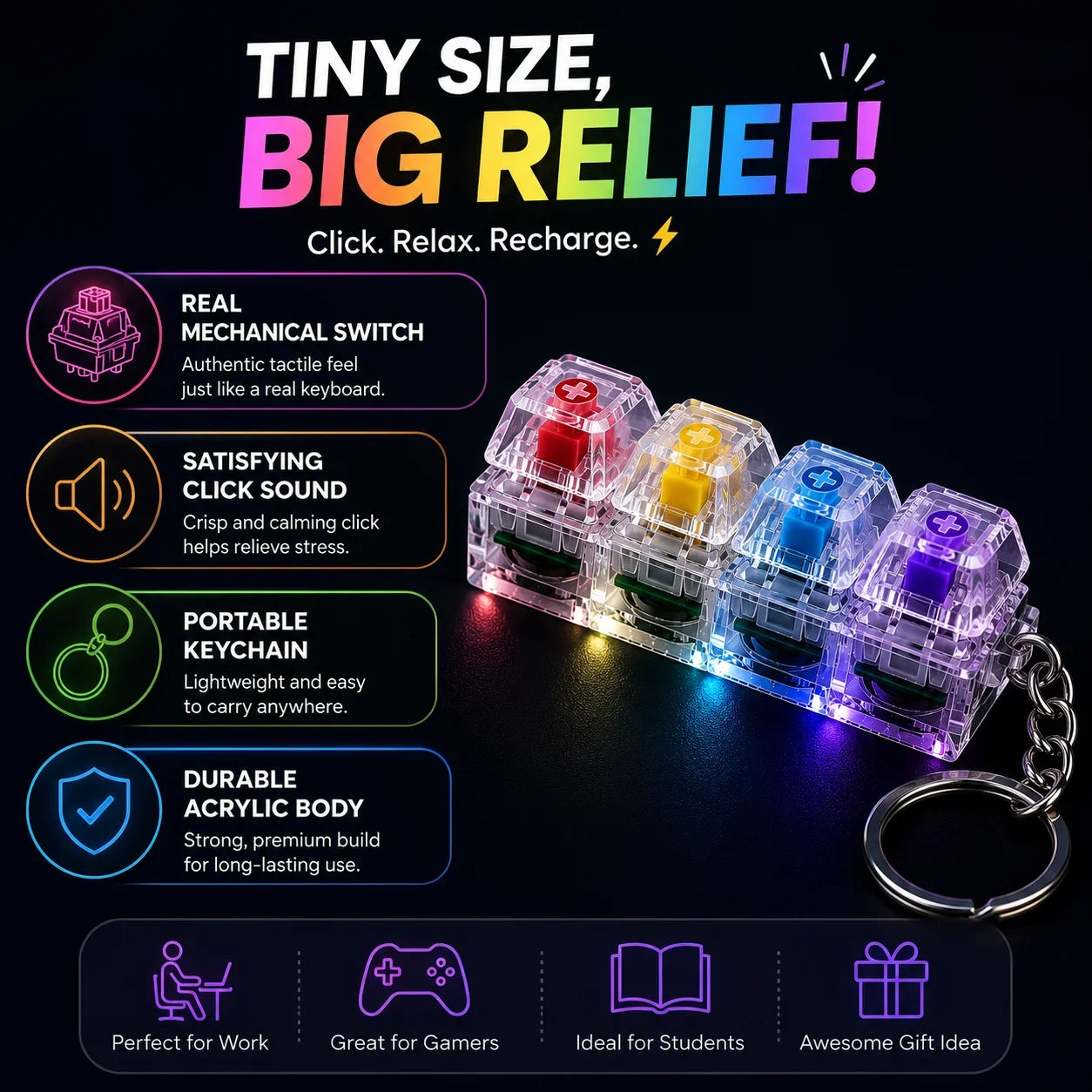 Mechanical Keyboard Switch Keychain 4 Pack LED - Muveszi Pakistan (image 4)