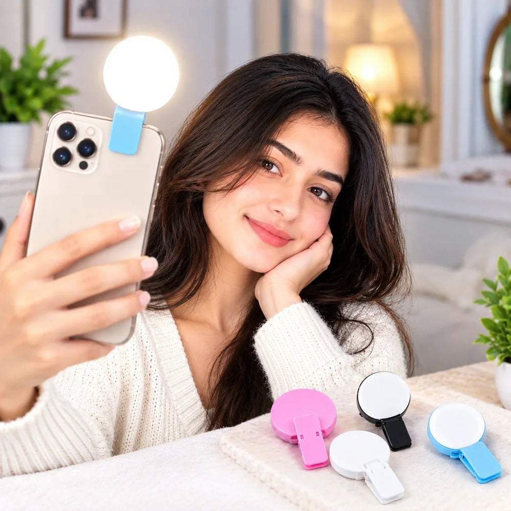Mini clip-on selfie ring light portable rechargeable LED fill light for smartphones
