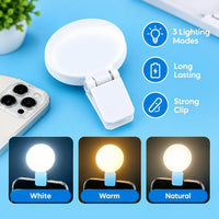 Comparison view showing the three different adjustable brightness modes of the LED light
