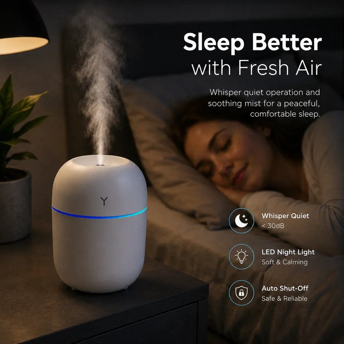 Mini USB Cool Mist Humidifier 220ML with LED Light - Muveszi Pakistan (image 3)