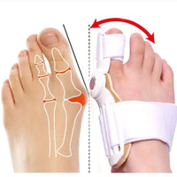 Orthopedic hinged bunion splint corrector worn comfortably on a human big toe joint