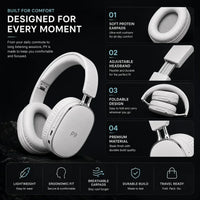 Side view highlighting the on ear power volume and track control buttons of P9 headset