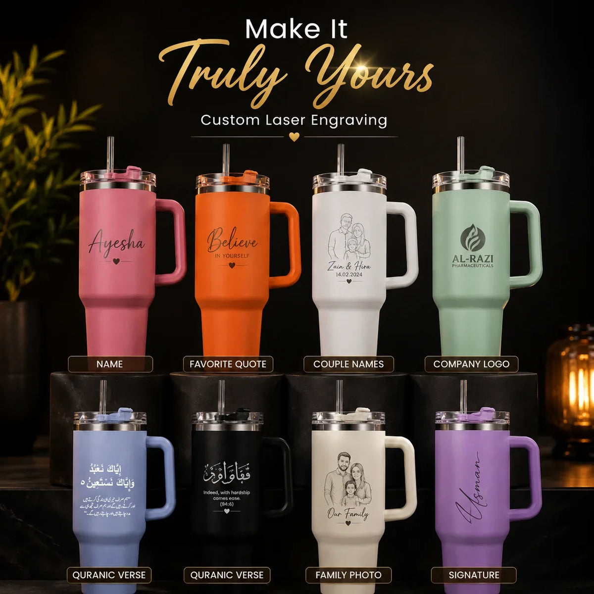 Personalized Insulated Tumbler 40oz Custom Engraved - Muveszi Pakistan (image 5)