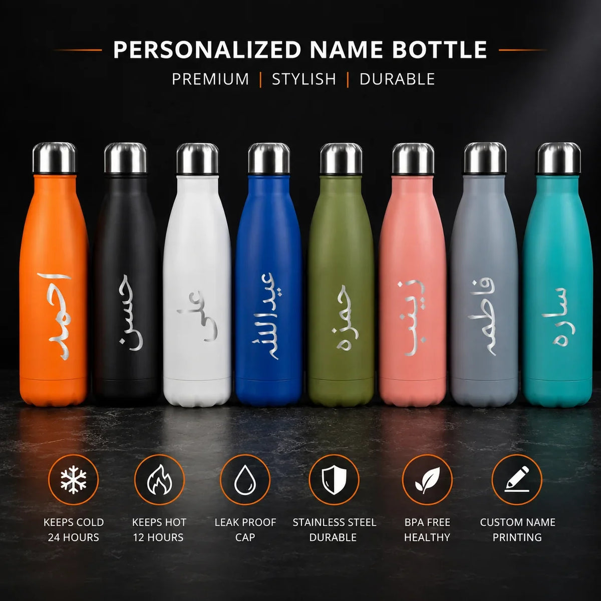 Personalized Name Water Bottle Custom Engraved Steel - Muveszi Pakistan (image 4)