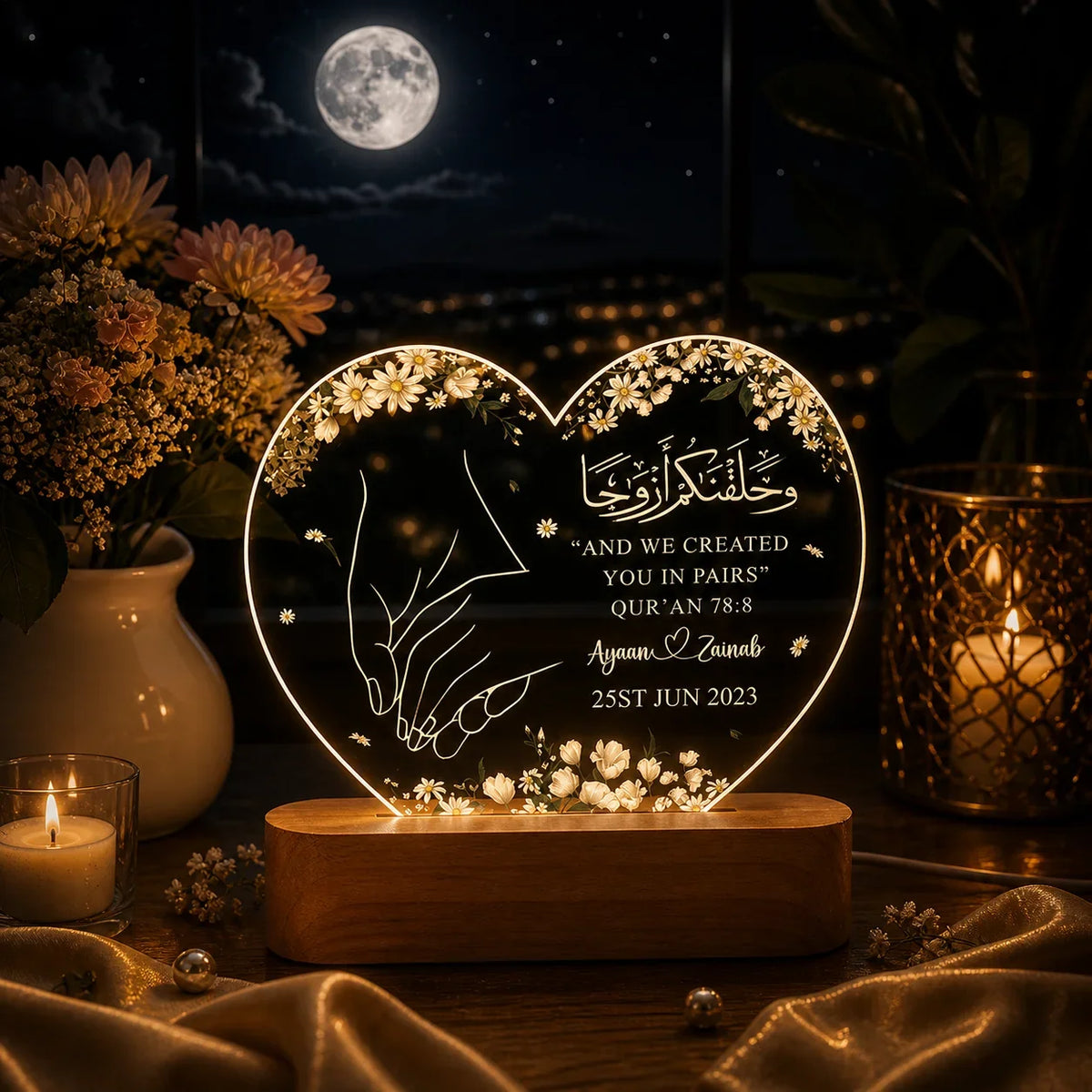 Personalized Nikkah Nama Certificate Frame LED Couple Gift - Muveszi Pakistan (image 3)