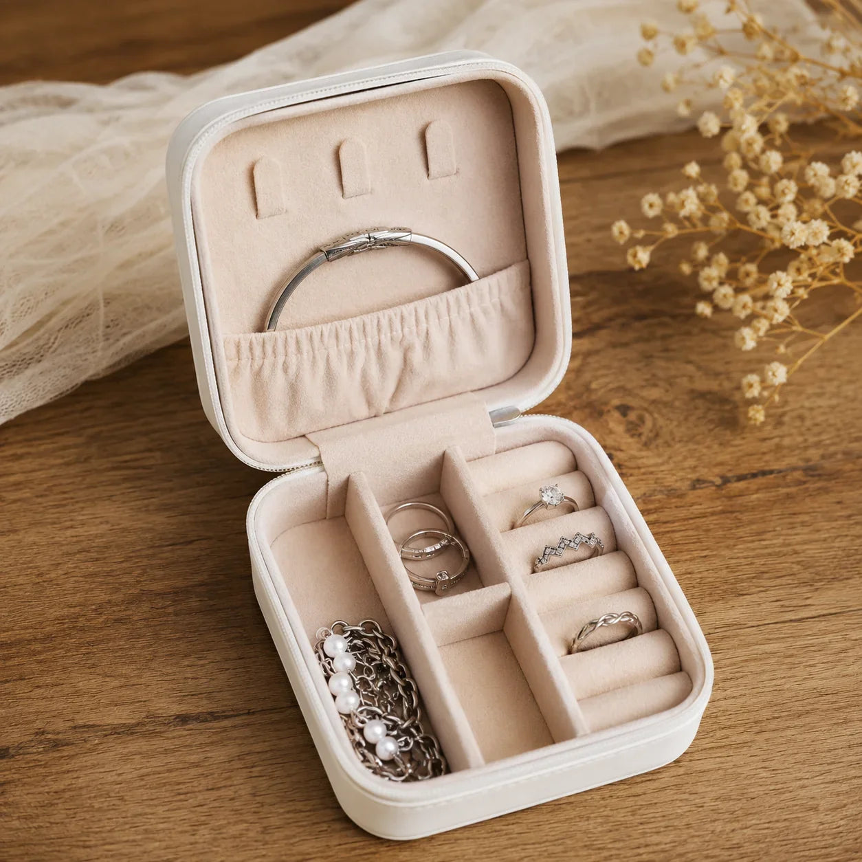 Personalized Travel Jewelry Box Custom Name Leather Case - Muveszi Pakistan (image 4)