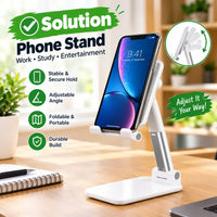 Compact foldable mobile phone stand completely folded flat showing pocket size portability