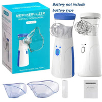 Complete retail display components layout of the portable microgrid mesh nebulizer machine with adult mask