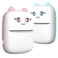 Two cute, cartoon-style devices with facial expressions on a white background