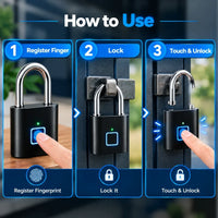 Bottom profile view of the fingerprint smart padlock highlighting its micro USB charging input port