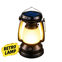 Retro style solar LED outdoor hanging lamp and emergency camping lantern