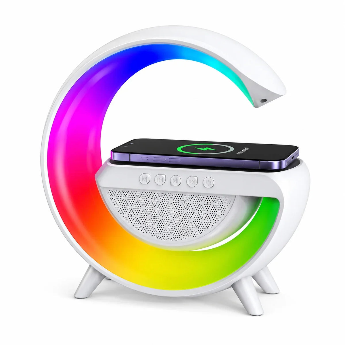 RGB Wireless Charger Lamp with Bluetooth Speaker and LED Night Light - Muveszi Pakistan (image 1)