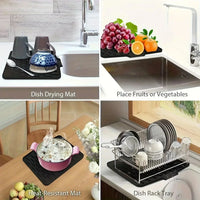 Complete retail layout view of the premium non-slip silicone sink dish drying mat
