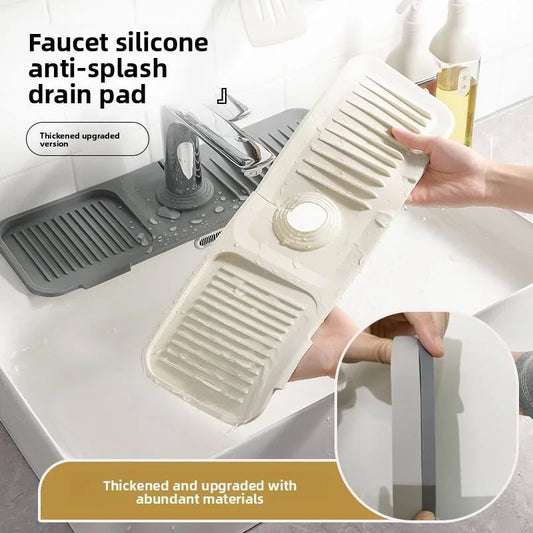 Silicone sink faucet drain tray sloped automatic water catcher pad product overview