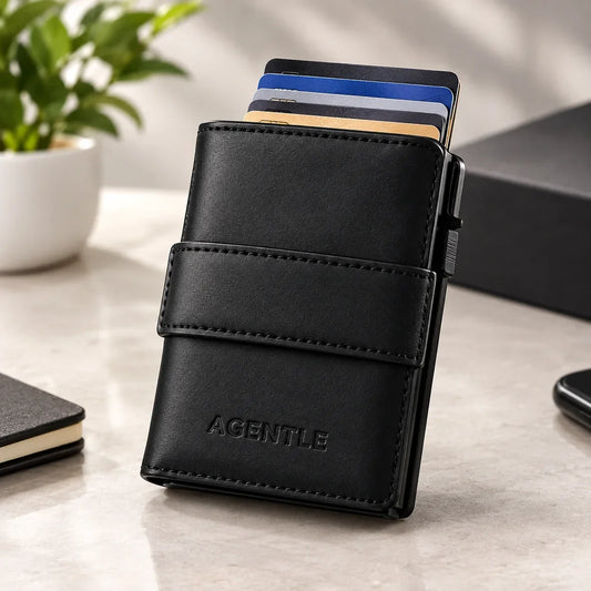Slim expandable card holder popup wallet mechanical credit card case product overview
