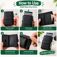 Complete premium display packaging layout of the mechanical slim expandable popup card holder wallet