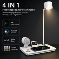 Smartphone charging on the 15W fast wireless charging pad of the smart desk lamp