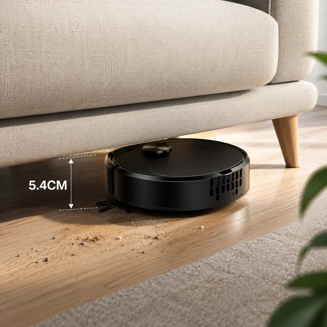 Robot vacuum cleaner slim body design with side brushes