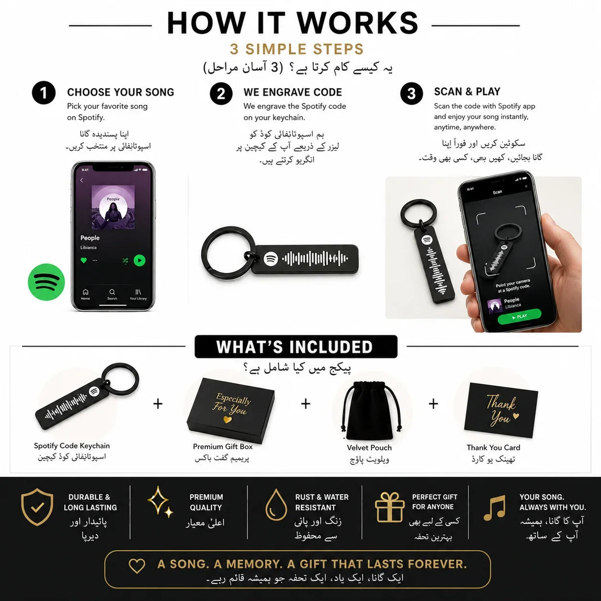 Personalized Spotify Code Keychain Custom Song Metal Keyring - Muveszi Pakistan (image 5)