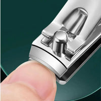 Close-up of the sharp surgical grade stainless steel nail clipper tool from the grooming kit