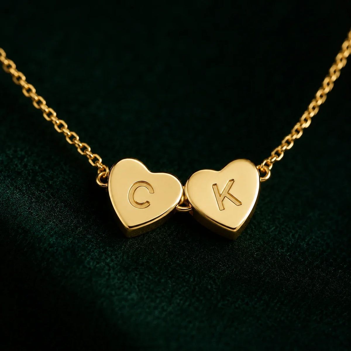 Tiny Heart Initial Necklace Dainty Custom Letter Gold - Muveszi Pakistan (image 1)