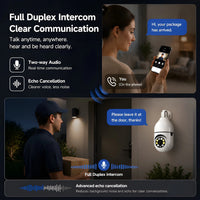 Built in high definition microphone and speaker layout highlighting two way audio real time communication.