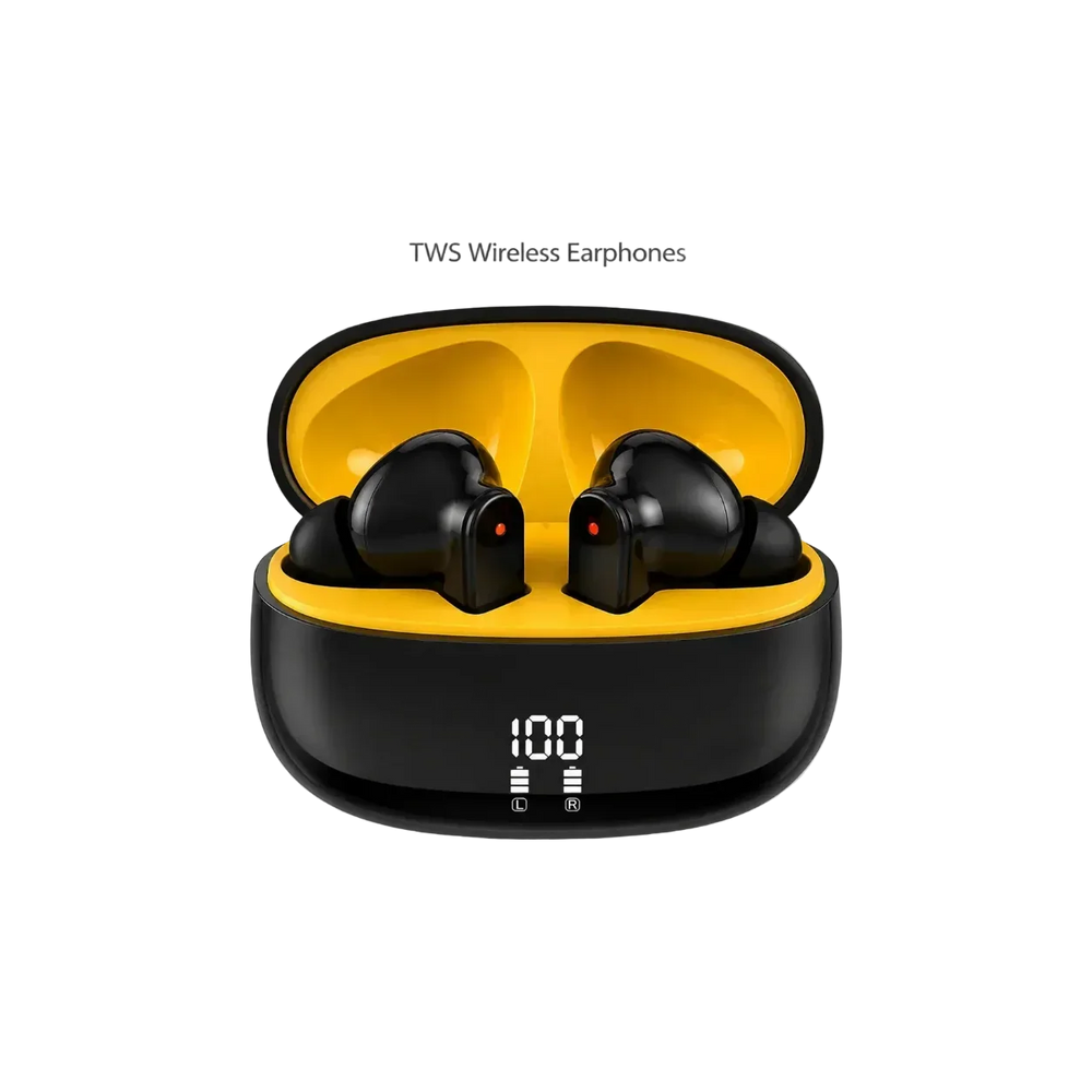 TWS wireless bluetooth earbuds with smart LED battery indicator case packaging