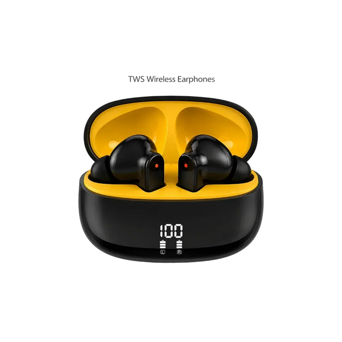 TWS wireless bluetooth earbuds with smart LED battery indicator case packaging