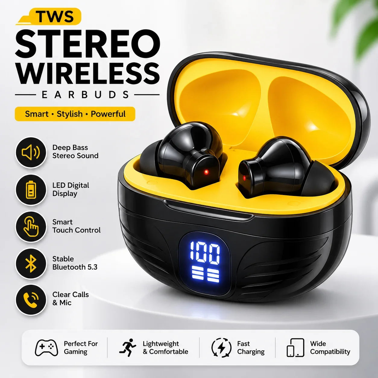 TWS Wireless Bluetooth Earbuds with LED Battery Display - Muveszi Pakistan (image 3)