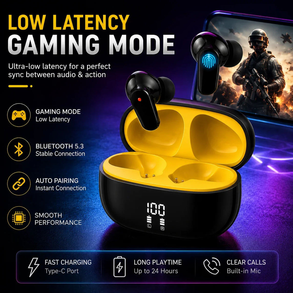 TWS Wireless Bluetooth Earbuds with LED Battery Display - Muveszi Pakistan (image 4)