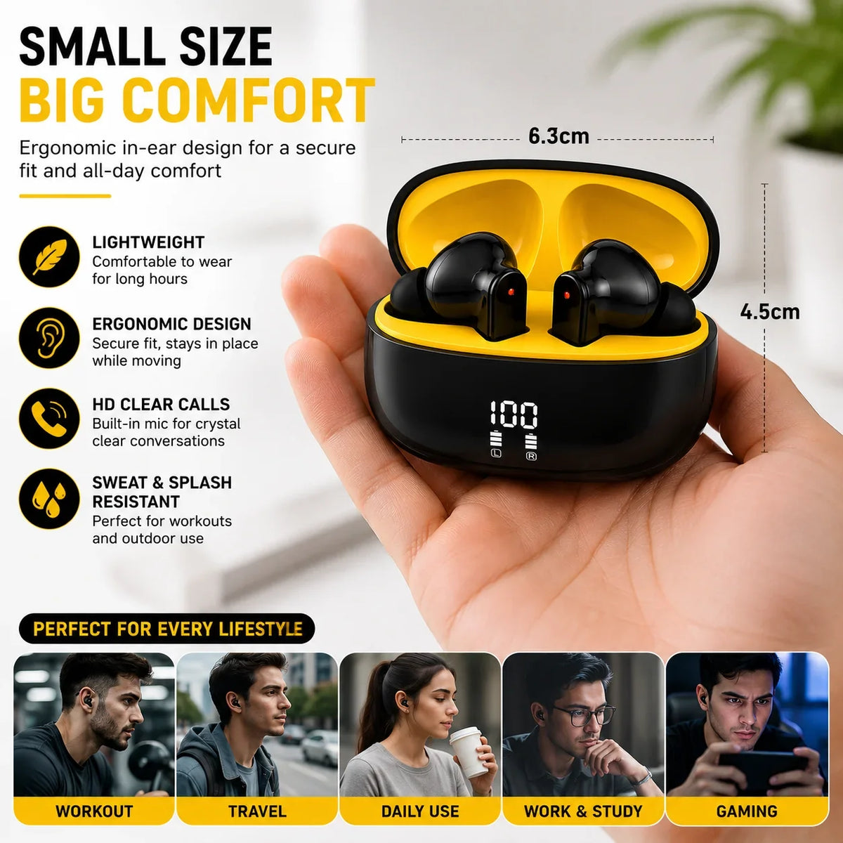 TWS Wireless Bluetooth Earbuds with LED Battery Display - Muveszi Pakistan (image 5)