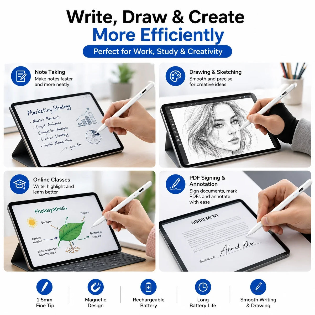 Universal Stylus Pen Rechargeable Touch Pen - Muveszi Pakistan (image 4)