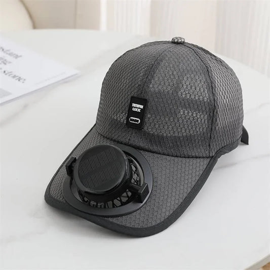 USB rechargeable cooling fan cap with built-in adjustable front face fan
