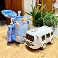 Different bright color options of the cute bus shape portable water bottle