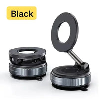 Black phone ring holder with adjustable stand on a white background
