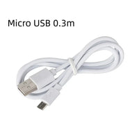 White Micro USB cable 0.3m on a white background