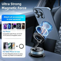 Vacuum suction phone holder attached securely to a car windscreen windshield surface