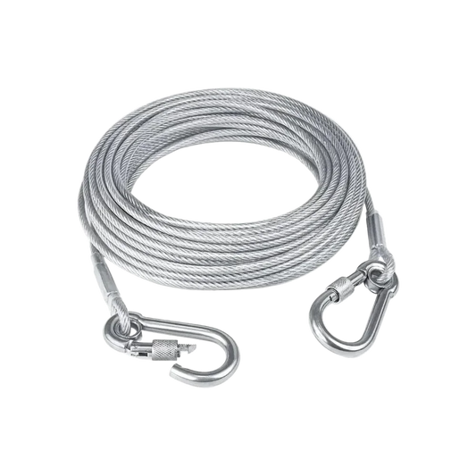 Versatile PVC coated stainless steel clothes line rope with heavy duty installation hooks pack