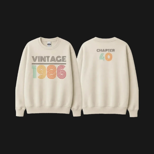 Vintage Birthday Year Sweatshirt Custom Retro Crewneck - Muveszi Pakistan (image 1)