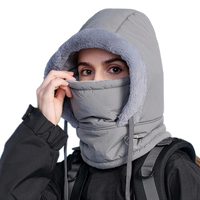 Thick windproof biker hood mask displaying premium faux-fur insulation lining for extreme cold weather protection.